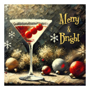 Retro 50er Dreifach-Kranbeeren-Weihnachts-Martini Fotodruck