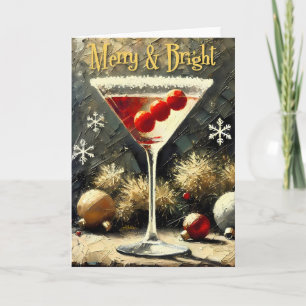 Retro 50er Dreifach-Preiselbeer-Weihnachts-Martini Karte