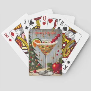 Retro 50er Fröhliche Weihnachts-Cocktail Süßigkeit Spielkarten