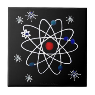 Retro 50er Jahre Atom-Muster auf schwarzer Fliese