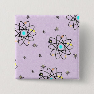 Retro 50er Jahre Atomic Print Lavendel Bekleidung Button