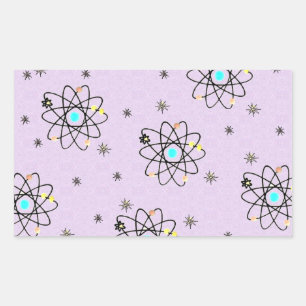 Retro 50er Jahre Atomic Print Lavendel Bekleidung Rechteckiger Aufkleber