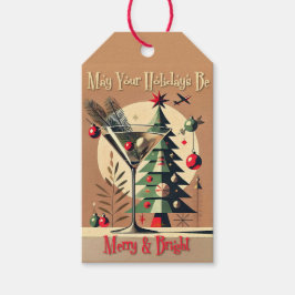 Retro 50er Jahre Jet Set Weihnachtsbaum Martini Geschenkanhänger