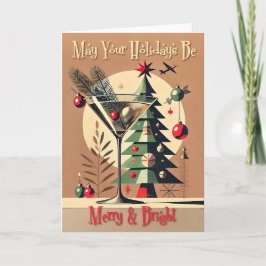 Retro 50er Jahre Jet Set Weihnachtsbaum Martini Karte
