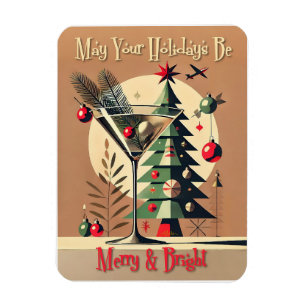Retro 50er Jahre Jet Set Weihnachtsbaum Martini Magnet