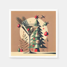 Retro 50er Jahre Jet Set Weihnachtsbaum Martini Serviette