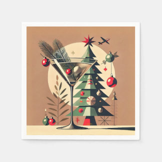 Retro 50er Jahre Jet Set Weihnachtsbaum Martini Serviette