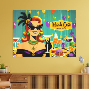 Retro 50er Jahre Mardi Gras Cocktailparty Leinwanddruck