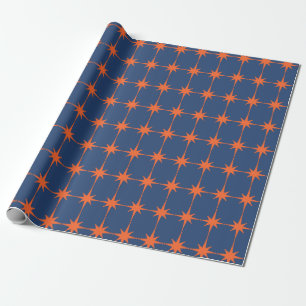 Retro 50er Jahre Sternenexplosion Muster Orange un Geschenkpapier