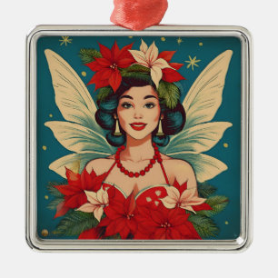 Retro 50er Jahre Tropische Weihnachten Pin-Up Schö Ornament Aus Metall