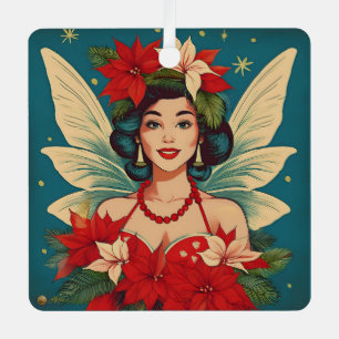 Retro 50er Jahre Tropische Weihnachten Pin-Up Schö Ornament Aus Metall