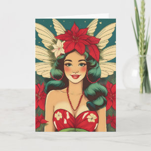 Retro 50er Jahre Tropisches Weihnachten Pin-Up Gir Karte