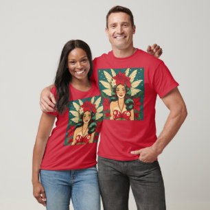 Retro 50er Jahre Tropisches Weihnachten Pin-Up Gir T-Shirt