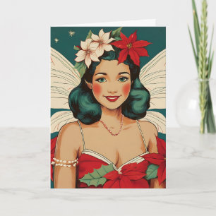Retro 50er Jahre Tropisches Weihnachten Pin-Up Sta Karte