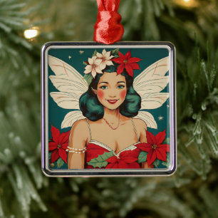 Retro 50er Jahre Tropisches Weihnachten Pin-Up Sta Ornament Aus Metall