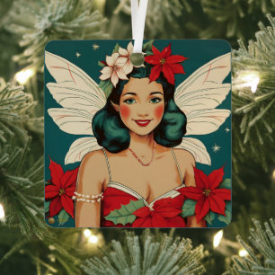 Retro 50er Jahre Tropisches Weihnachten Pin-Up Sta Ornament Aus Metall
