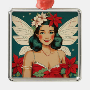 Retro 50er Jahre Tropisches Weihnachten Pin-Up Sta Ornament Aus Metall
