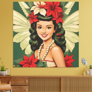 Retro 50er Jahre Tropisches Weihnachten Prinzessin Leinwanddruck