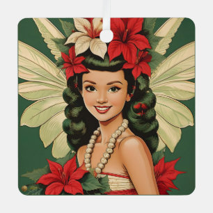 Retro 50er Jahre Tropisches Weihnachten Prinzessin Ornament Aus Metall