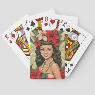 Retro 50er Jahre Tropisches Weihnachten Prinzessin Spielkarten