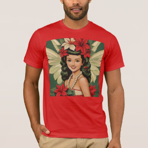 Retro 50er Jahre Tropisches Weihnachten Prinzessin T-Shirt