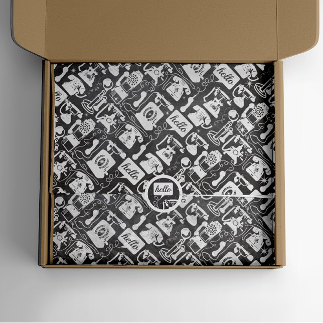 Retro-50er jedes farbigen, alten Modehandelefonmus Seidenpapier (Sticker not included. You can use the transfer tool to order any product Scroll down. )