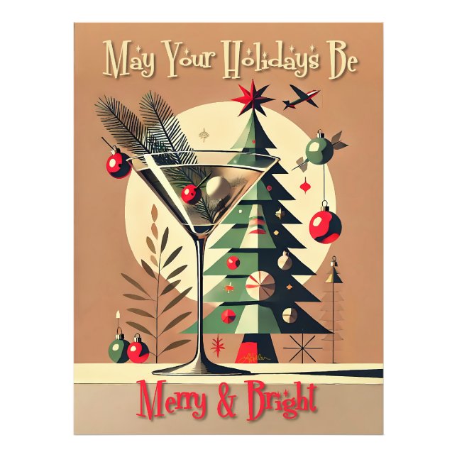 Retro 50er Jet Set Weihnachtsbaum Martini Fotodruck (Vorne)