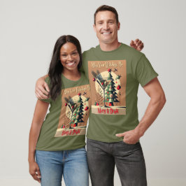 Retro 50er Jet Set Weihnachtsbaum Martini T-Shirt