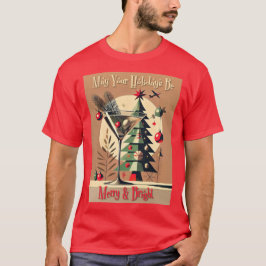 Retro 50er Jet Set Weihnachtsbaum Martini T-Shirt