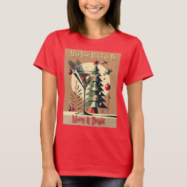 Retro 50er Jet Set Weihnachtsbaum Martini T-Shirt