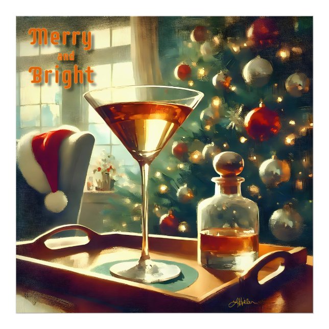 Retro 50er Manhattan Martini für Santa Fotodruck (Vorne)