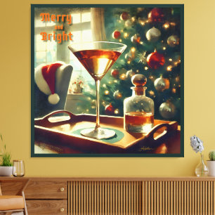 Retro 50er Manhattan Martini für Santa Leinwanddruck