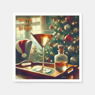 Retro 50er Manhattan Martini für Santa Serviette