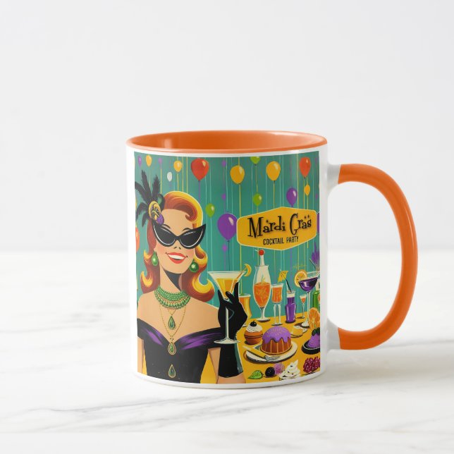 Retro 50er Mardi Gras Cocktailparty Tasse (Rechts)