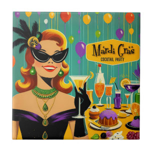 Retro 50er Mardi Gras Martini Cocktailparty Fliese