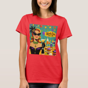Retro 50er Mardi Gras Martini Cocktailparty T-Shirt