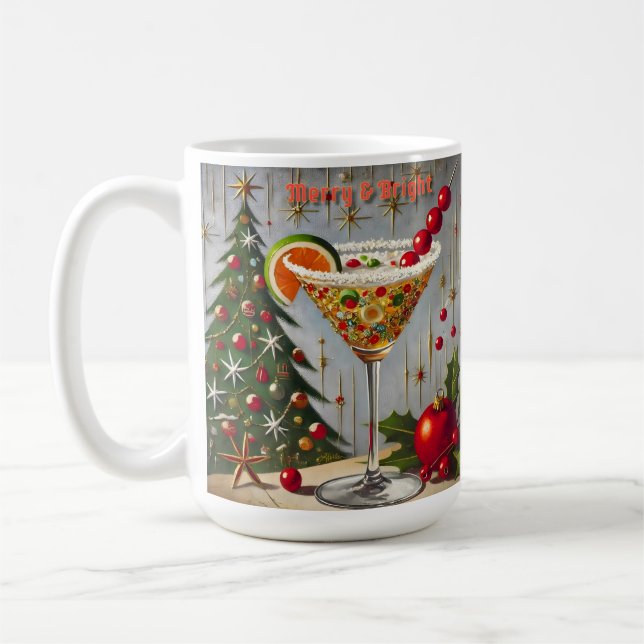 Retro 50er Merry Bright Christmas Candy Cocktail Kaffeetasse (Links)