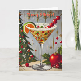 Retro 50er Merry Bright Christmas Candy Cocktail Karte