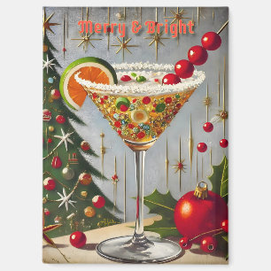 Retro 50er Merry Bright Christmas Candy Cocktail Magnet