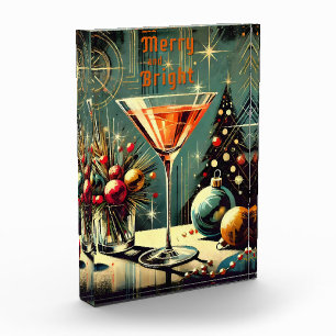 Retro 50er Merry & Bright Weihnachts-Martini Fotoblock