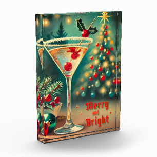 Retro 50er Merry Bright Weihnachtscocktail Martini Fotoblock