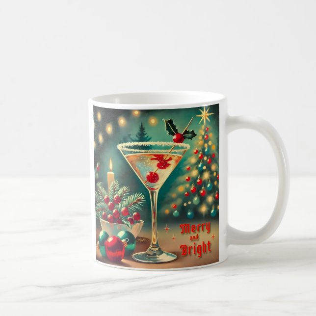 Retro 50er Merry Bright Weihnachtscocktail Martini Kaffeetasse (Rechts)