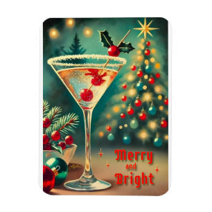 Retro 50er Merry Bright Weihnachtscocktail Martini Magnet