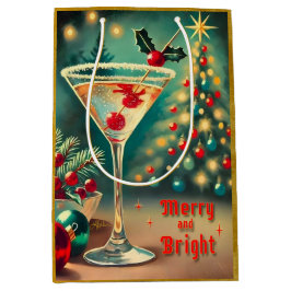 Retro 50er Merry Bright Weihnachtscocktail Martini Mittlere Geschenktüte