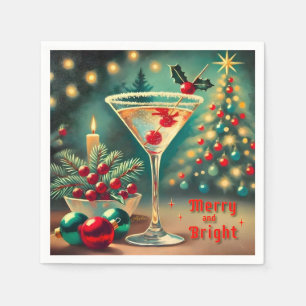 Retro 50er Merry Bright Weihnachtscocktail Martini Serviette