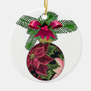 Retro 50er Poinsettia Burgund Ornament