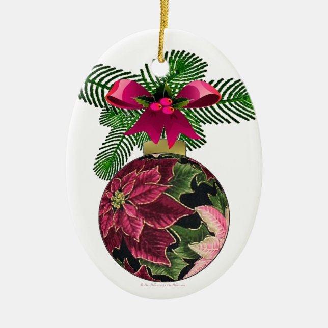 Retro 50er Poinsettia Burgund Ornament (Vorne)