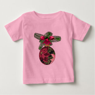 Retro 50er Poinsettia Burgund Ornament Baby T-shirt