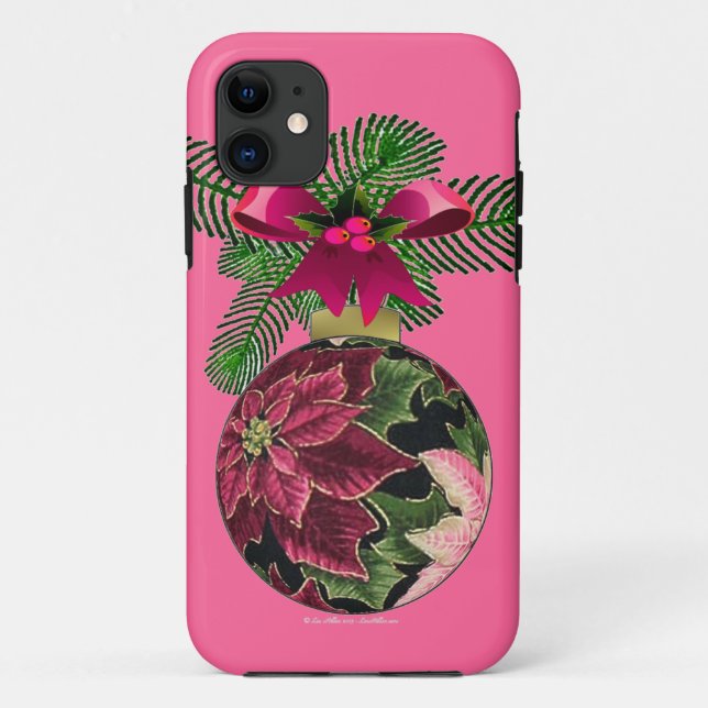 Retro 50er Poinsettia Burgund Ornament Case-Mate iPhone Hülle (Rückseite)
