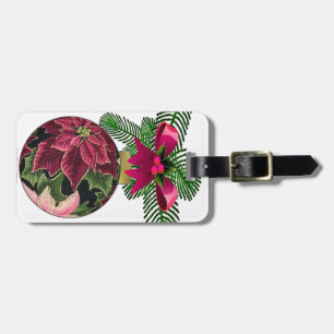 Retro 50er Poinsettia Burgund Ornament Gepäckanhänger